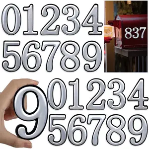 Self Adhesive House Numbers 3.8 Inch, Reflective and  for Outdoor Safety - 20 count Address Stickers ABS Plastic, Office, Trash Bins in Ggold,Easy Peel and Stick for Mailbox ()