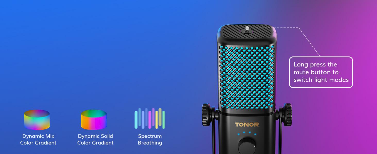 TONOR TCX3 Xbox Gaming Microphone with Boom Arm, RGB Condenser, Fast Charging, Low Noise, Compatible with Capture Card, 1.12 lb, One Tap Mute