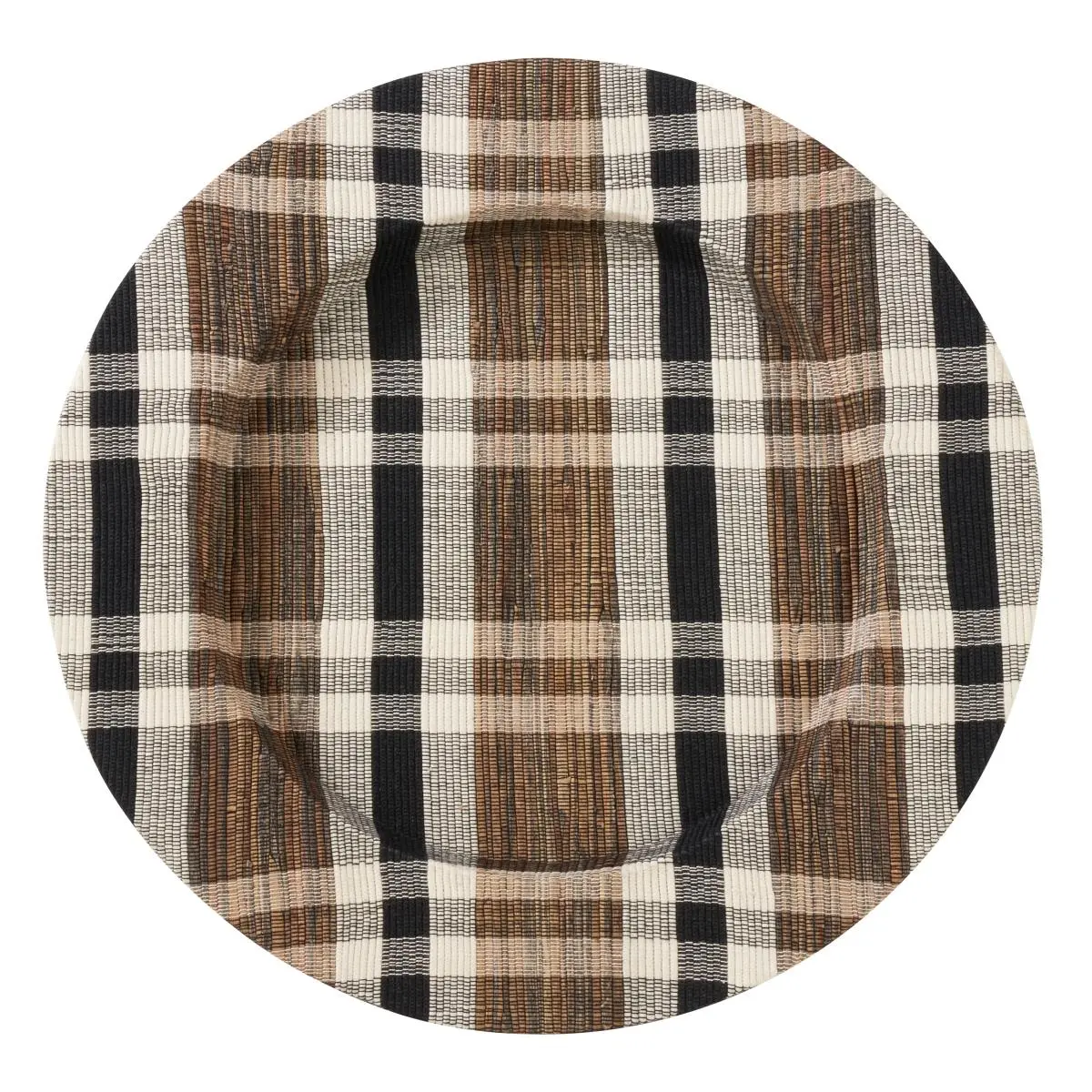 212 MAIN 13 in. Olivia Round Water Hyacinth Woven Plaid Chargers - 4 Pieces, Natural Look, Woven Texture, Set of 4 Plates, Four Pieces