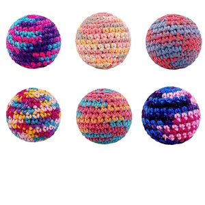 Colorful Crochet Cat Toy Balls with Jingle Bell - Interactive Knitted Yarn Balls for Indoor Cats, Soft & Durable Teething Chew Toys to Keep Kittens Active, Ideal for Chasing & Pouncing Play