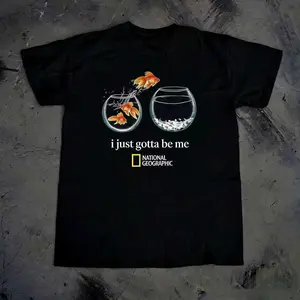 BelleHeaven  Gildan Men's and Women's T-shirt, National Geographic goldfish '' i just gotta be me  t-shirt, Animal tee, Y2k Unisex Graphic Tees Gothic Grunge Emo Scene Amity Affliction Style Clothes Menswear Womenswear Streetwear