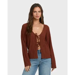 billabong Women's Cowhide Long Sleeve Knit Top