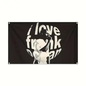 Tapestry 60*40In Frank Okun'S'I Love Frank 'Music Flag Canvas - Vivid Black And White Design, Fade Resistant Polyester Mural for Dorms, Bedrooms, Parties And Outdoor Decor, Music Room Decor