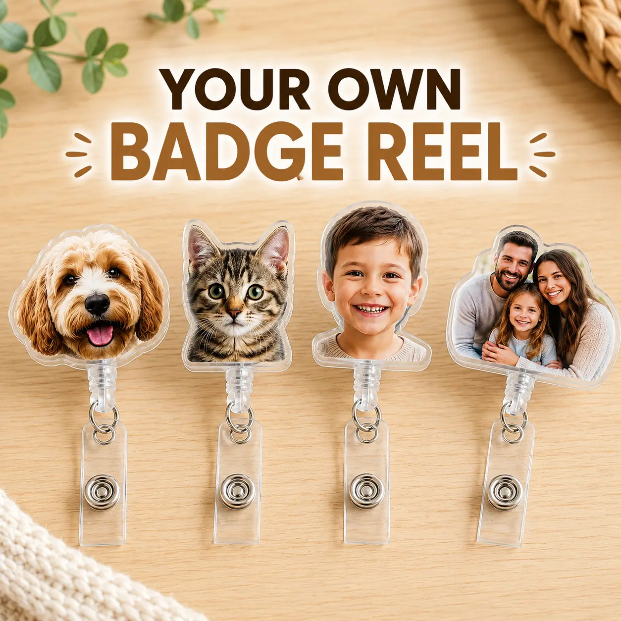[MESSAGE US TO SEND YOUR PHOTO] Custom photo badge reel, personalized retractable ID badge holder, custom picture badge clip for work and everyday ID use