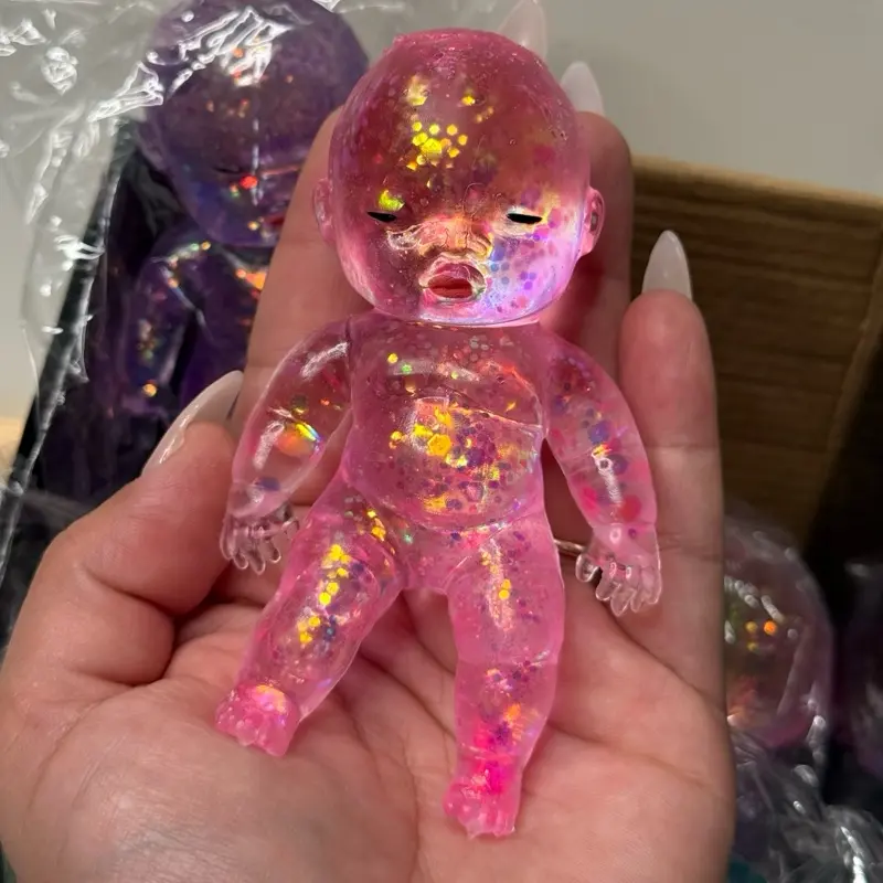 Mini Glitter Squishy Baby | Soft Stress Relief Sensory Squeeze Toy | Collectible Glitter Figure