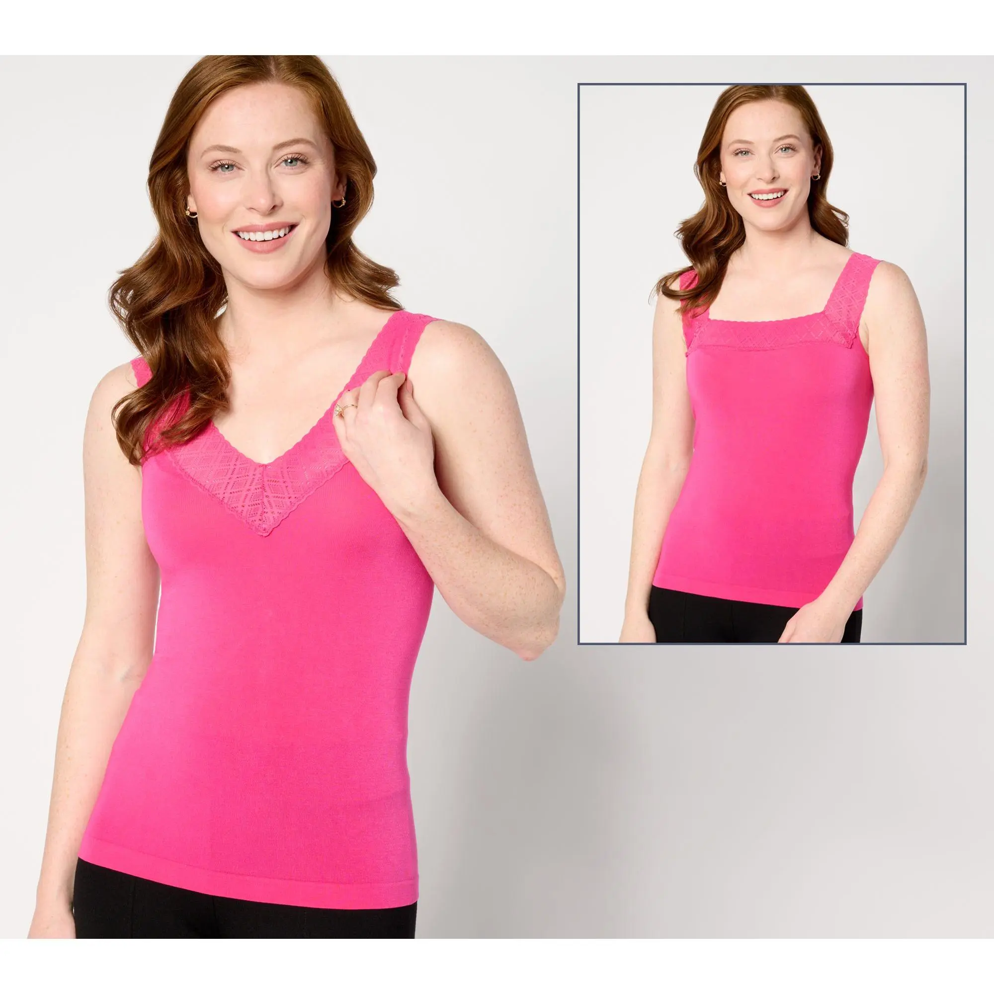 Breezies Comfort Breeze Reversible Seamless Tank w/Lace Neckline