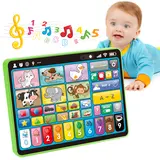 hahaland Toddler Learning Tablet - Screen-Free 5-Language Educational Toy, BPA-Free Early Learning Activity Tablet for Ages 1-3 with 90+ Modules (Animals, Shapes, Letters, Numbers), Music & Speech Practice,familyfun
