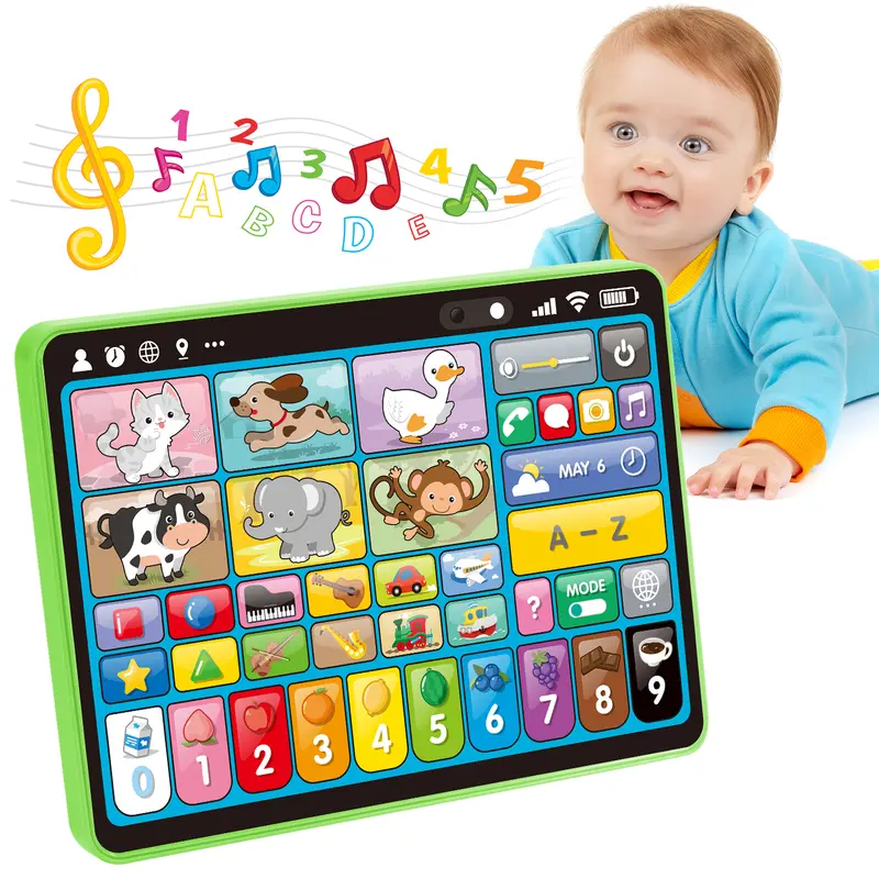 hahaland Toddler Learning Tablet - Screen-Free 5-Language Educational Toy, BPA-Free Early Learning Activity Tablet for Ages 1-3 with 90+ Modules (Animals, Shapes, Letters, Numbers), Music & Speech Practice,familyfun