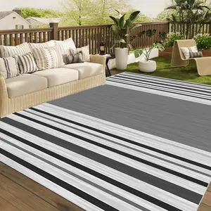 Geometric Abstract Pattern Outdoor Rug, Waterproof Mat, Reversible Plastic Camping Rug, RV, Porch, Deck, Camper, Balcony, Backyard