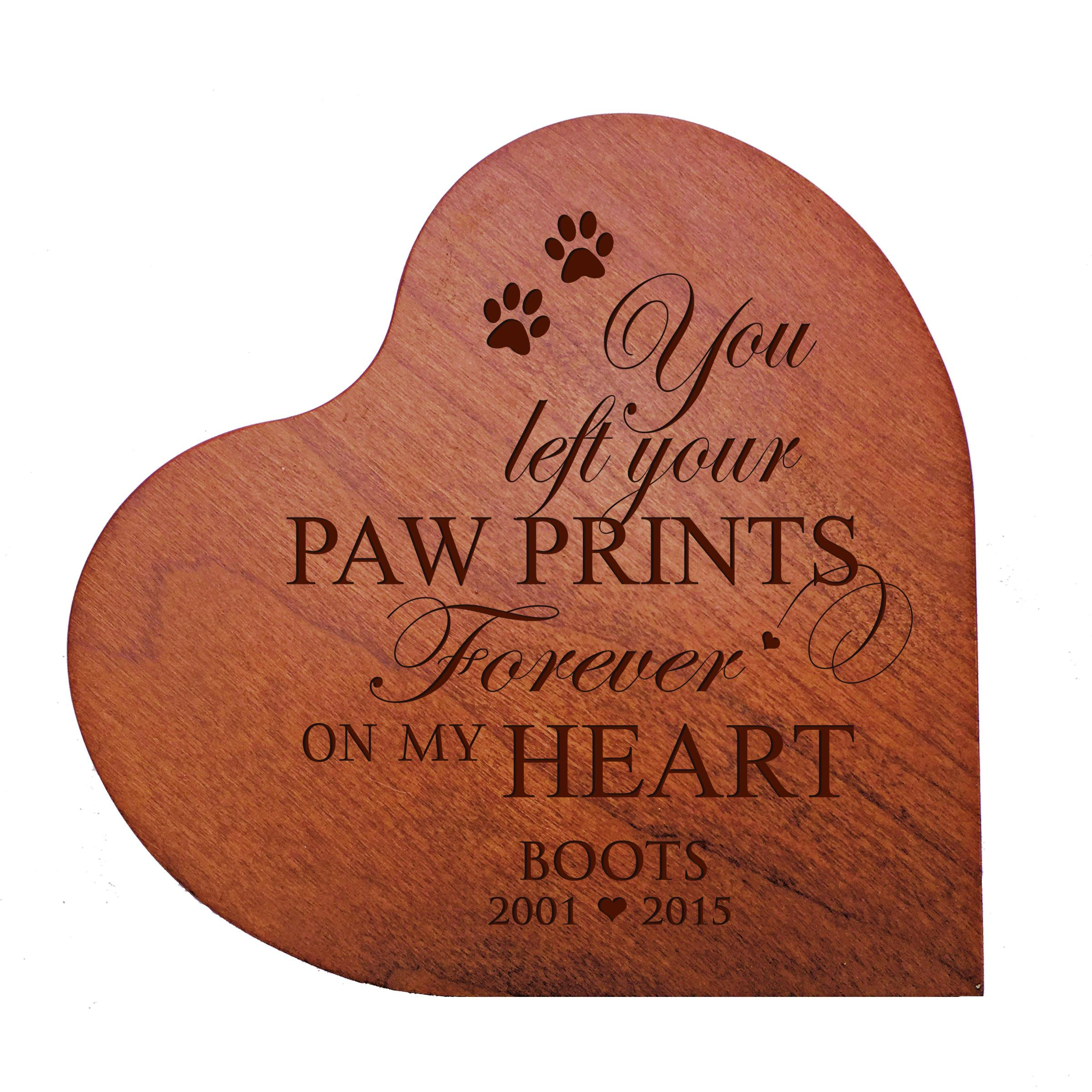 Personalized Heart Shaped Box Pet Memorial Cremation Urn - Solid Cherry Wood, Laser Engraved, 18 cu.in. of Ashes Capacity (5"(W) X 5"(H) X 3"(T)), Handcrafted for Dogs & Cats, Personalized with Message, Sympathy Gift for Pet Lovers | You Left Your Paw Pri