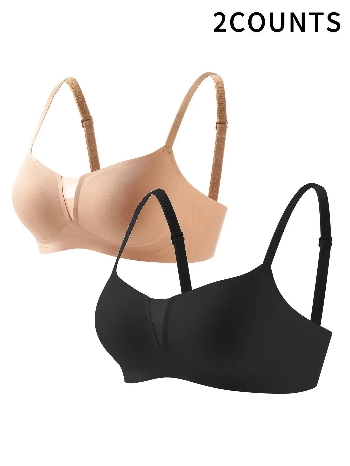 2-Pack Pregnant Bra Jelly Style, No Underwire, Detachable Foam Pads, Adjustable Straps, V-Shape Design, Seamless Comfortable Lingerie, Pregnancy Bra