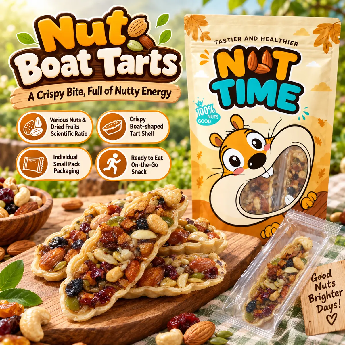 Nut Boat Tarts, Sweet and Crunchy Mixed Nut Snacks with Cranberries, Perfect for Movie Night, Parties and Everyday Enjoyment