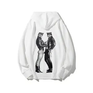 Tom of Finland Unisex Double-Sided Printed Hoodie Bold Graphic Pullover Featuring Iconic Artwork Premium Cotton Blend Oversized Fit Perfect for Streetwear & Art Enthusiasts Officially Licensed Collectible Apparel loose fit casual daily wear brent  rivera