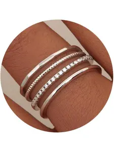 14Gold Plated 1.3mm Thin Stackable Rings for Women - Minimalist Non Tarnish Half Cubic Zirconia Band Rings - Dainty Trendy Statement Stacking Rings Set Size 5-10 Fashion Rings