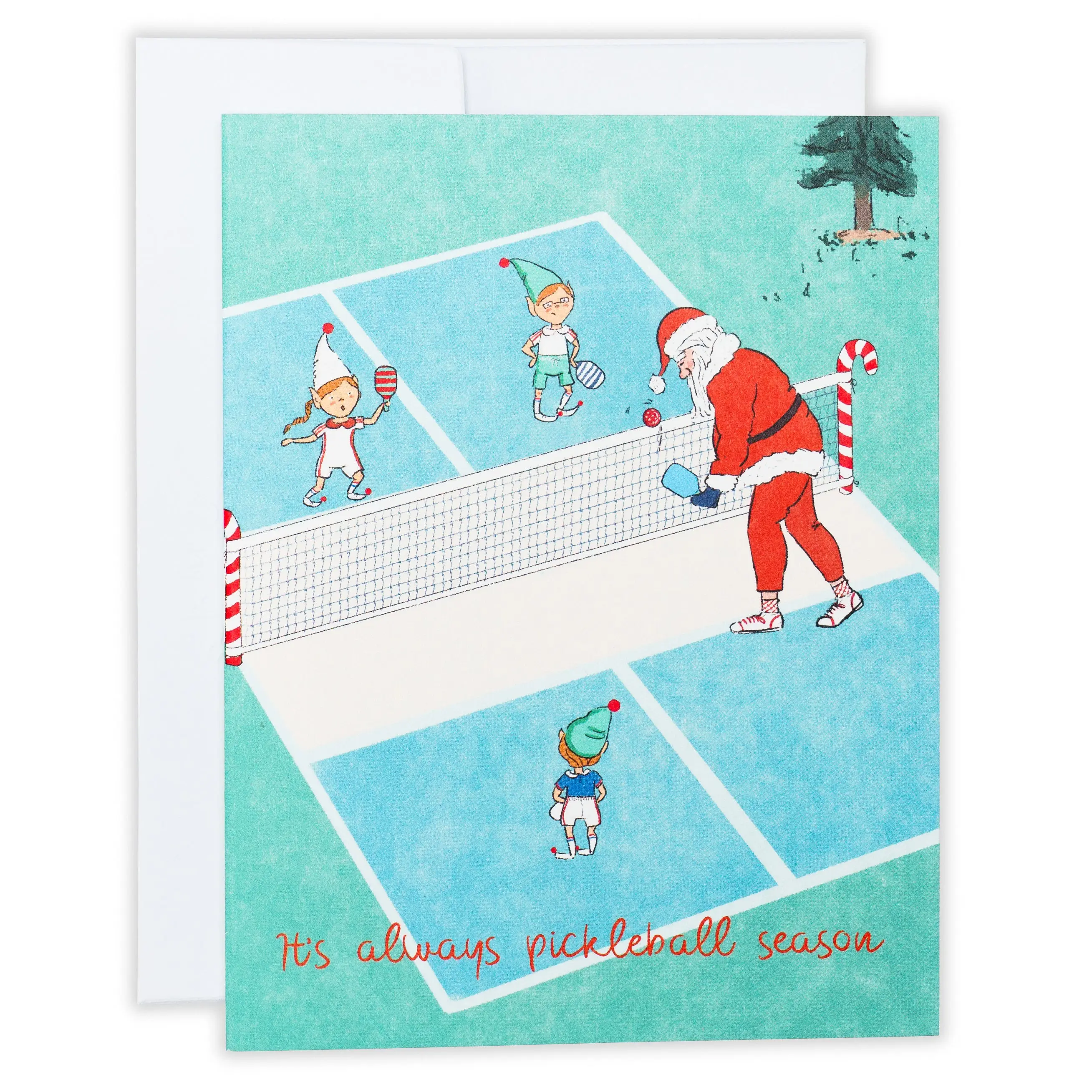 Santa Playing Pickleball Christmas Card