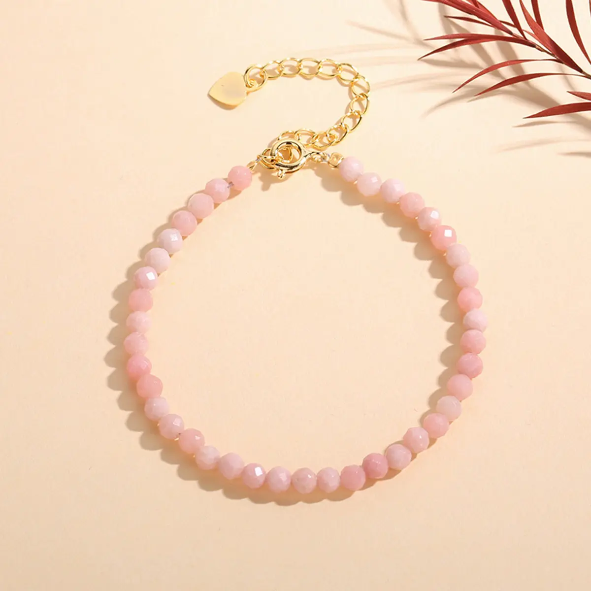Dainty Pink Opal Bracelet for Women, Adjustable 3mm Beaded Jewelry for Divine Feminine Energy, Youth & Anxiety Relief