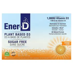 Ener-C Ener-D, Vitamin D3, Hydrating Effervescent Drink Mix, Sugar Free, Orange, 1,000 mg, 24 Packets