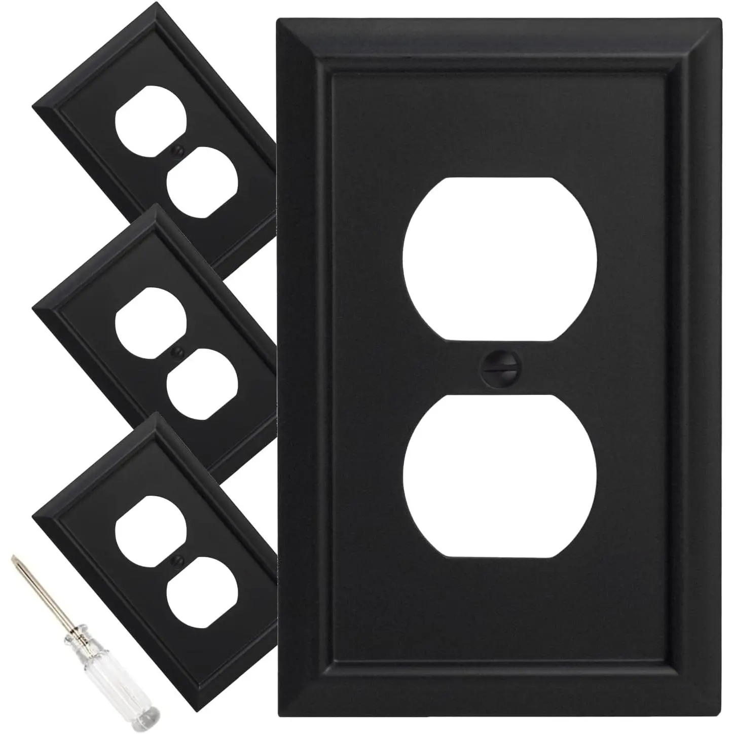Wall Plate, Duplex Outlet Covers, Matte Black Light  Cover -   Fiber Electrical Outlet Cover Plate Variety of 13 Styles Decorator/Duplex/Toggle/Combo (1 Gang Duplex 4 Pack)