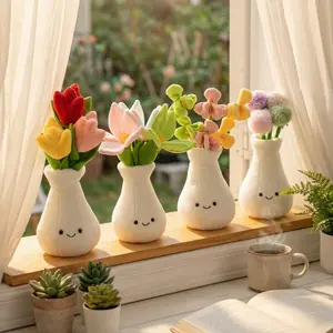 Large Easter Plush Plants in Pots, Flower Plushy Stuffed Plants, Cute Desk Room Decor, Mother's Day Gifts, Flower Pot Plush Bouquet