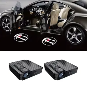 2-pack door lights —engraving lights on car red underwear logo projector — universal wireless LED door projection light for cars, suitable for all car brands, U.S. flag welcome sign projector
