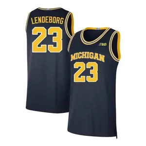 Navy #23 Lendeborg Michigan Style Basketball Jersey, College Basketball Fan Tank Top, Breathable Mesh Athletic Shirt, Game Day Gift