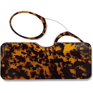 Mini Armless Reading Glasses for Men Women Slim Thin Clip on Nose Readers with Small Portable Case