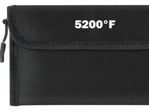 Fireproof Waterproof Document Bag - 5200°F Water Resistant Fire Proof Money Bag, 3 Layers of Heat Insulated Storage with Zipper, 7.9"x5" Portable Files Safe Pouch for Cash Passport (Black)