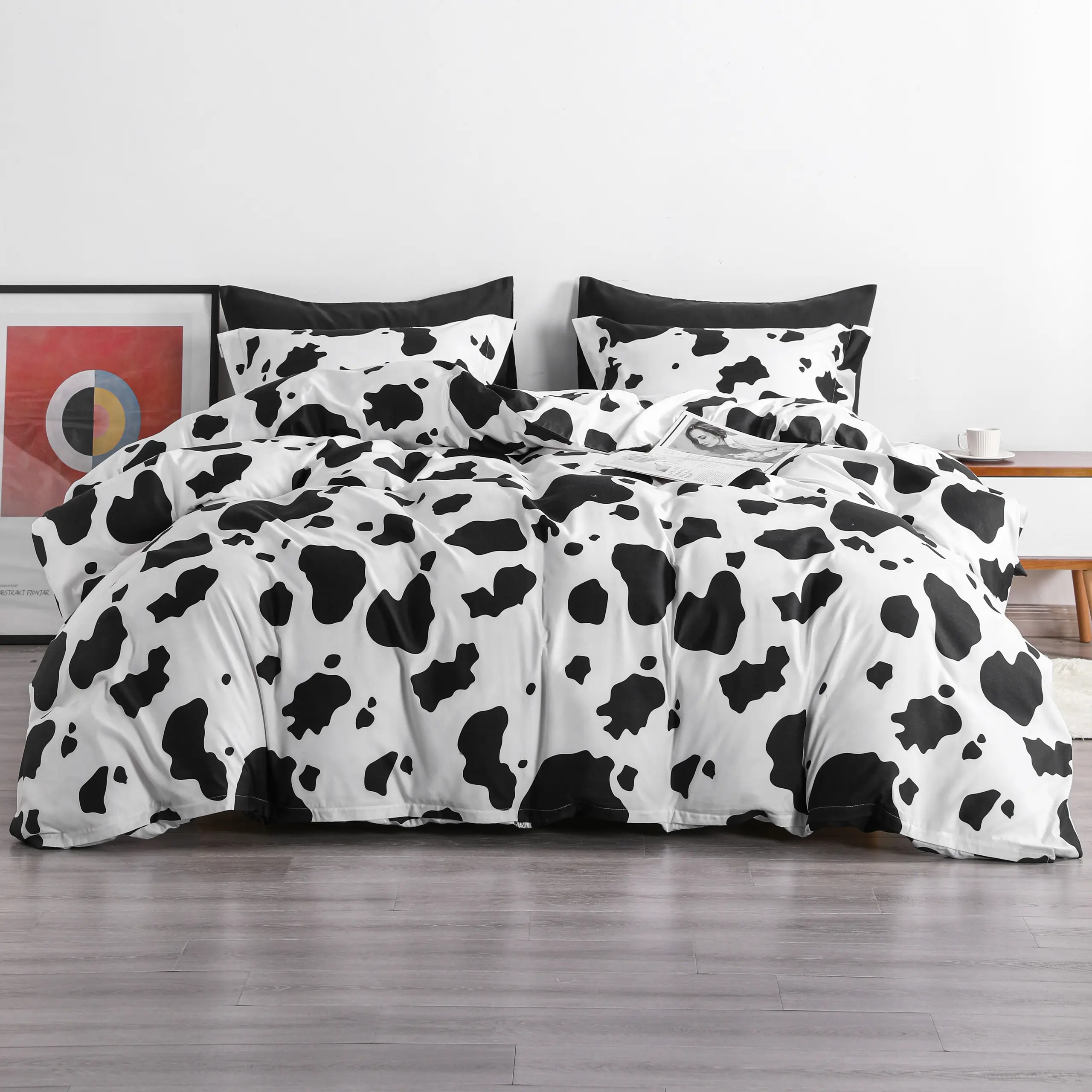 [ Summer Sale Deals ]NTBAY 2/3 Pcs Cow Printed Duvet Cover Set, Ultra Soft Comforter Cover Set with Zipper Closure and Corner Ties, Bedding Set for Home Bedroom Hotel, Bedroom Decor, Back to School, Gift