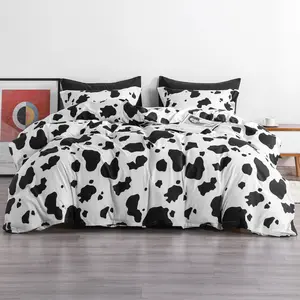NTBAY 2/3 Pcs Cow Printed Duvet Cover Set, Ultra Soft Comforter Cover Set with Zipper Closure and Corner Ties, Bedding Set for Home Bedroom Hotel, Bedroom Decor, Back to School, Gift