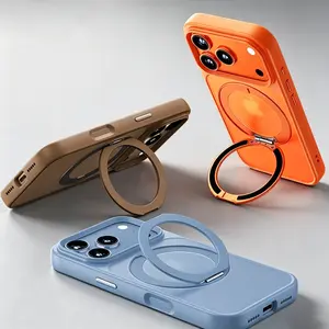 iPhone 17 Pro Max Case Military-Grade Drop Protection 360° Rotating Stand Crystal Clear PC Shell MagSafe Compatible Airbag Shockproof Anti-Fall Cover