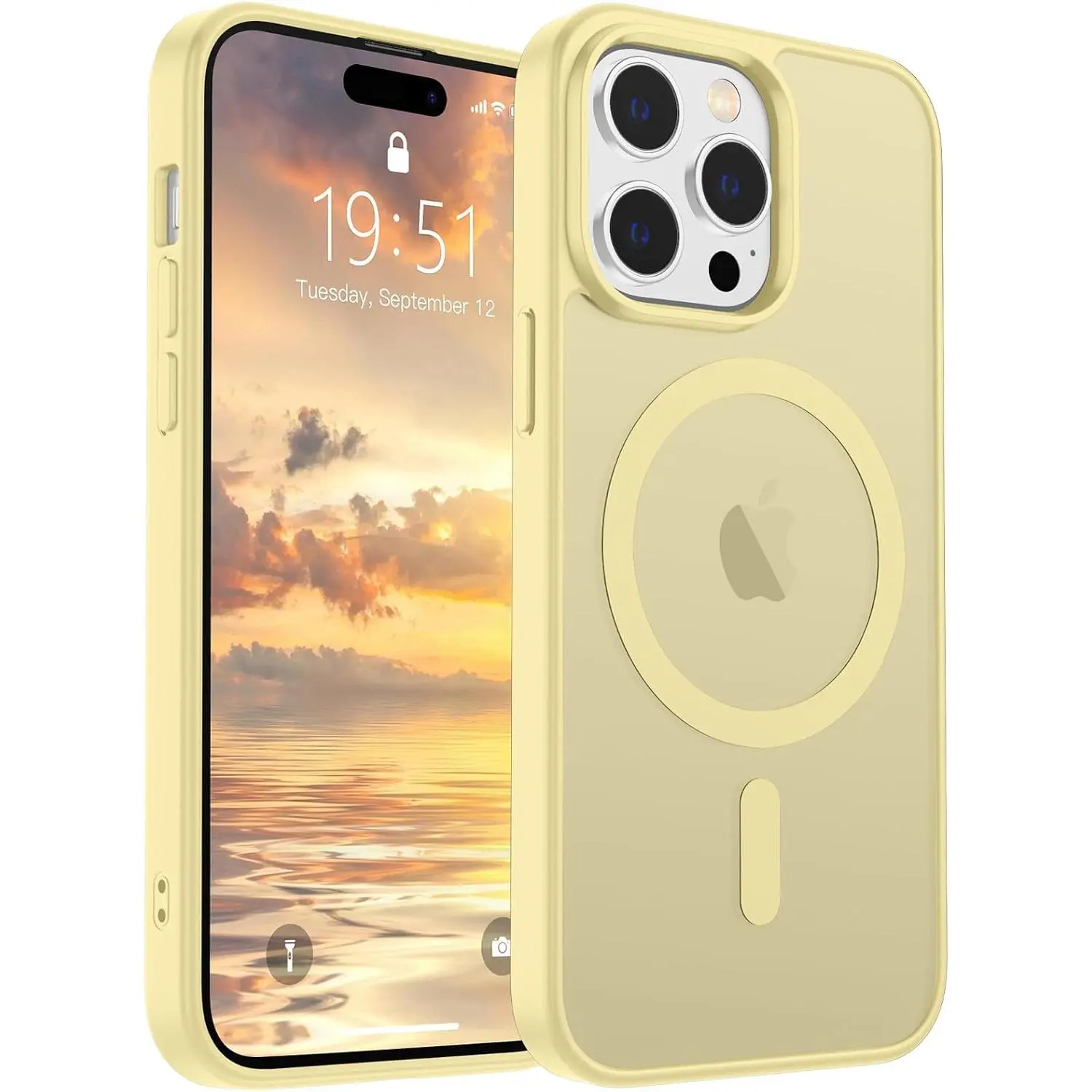 SUPFINE Magnetic for iPhone 14 Pro Case (Compatible with MagSafe) (Military Grade Drop Protection) Slim Translucent Matte Shockproof with Anti-Fingerprint Phone Case,Buttercream Yellow