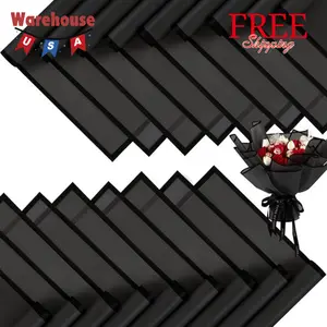 20 Sheets Flower Wrapping Paper - Waterproof Black Floral Wrapping Paper