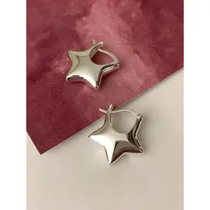 Star Design Hoop Earrings for Women Y2K Trendy Jewelry with Star Pattern Cute Style Zinc Alloy Material for Party Daily Wear Special Occasions
