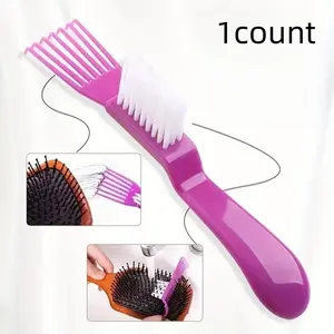 2-in-1 Comb and Cleaning Brush - Suitable for Air Cushion Combs, Claw Claw/Edge Cleaning Tool/Curling Comb Cleaner/Beauty Hairbrush Gap Scraper - Reusable - Round Handle Easy to Operate