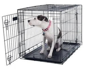 Pet Adobe Large 2 Door Foldable Dog Crate Cage 3-in-1