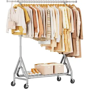Heavy Duty Clothing Rack, Metal Clothes Rack Load 450 LBS, Rolling Coat Racks for  Clothes with Lockable Wheels, Wardrobe Closet Garment Racks for Bedroom,