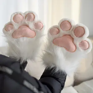 Plush Cat Paw Animal Gloves - Whimsical Cosplay Costume Accessories for Party Games and Fun Interactions