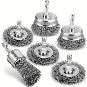 Drill Wire Brushes Set, Drill Tool, 1/4" Hex Shank Carbon Steel Brushes, Rust Removal & Polishing Brushes, Efficient & Durable Brushes for DIY, Mechanics, Homeowners, Heavy Duty, Hardware