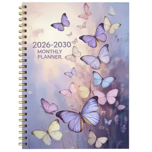 2026-2030 Monthly Planner/Calendar - January 2026 to December 2030, 5-Year Monthly Planner, Purple Butterfly Floral Design Notebook, Annual Calendar Planning, Monthly Tabs, 60-Month Calendar, 5.5 inches x 8.3 inches, 71 Sheets/142 Pages Thick Paper, Elast