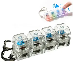 Keyboard Fidget Clicker Toy for Adults Fidget Keyboard Clicker Toys with LED Lights Keychain Stress Relief for Anxiety Decompression,gifts for girl boy (1pc)