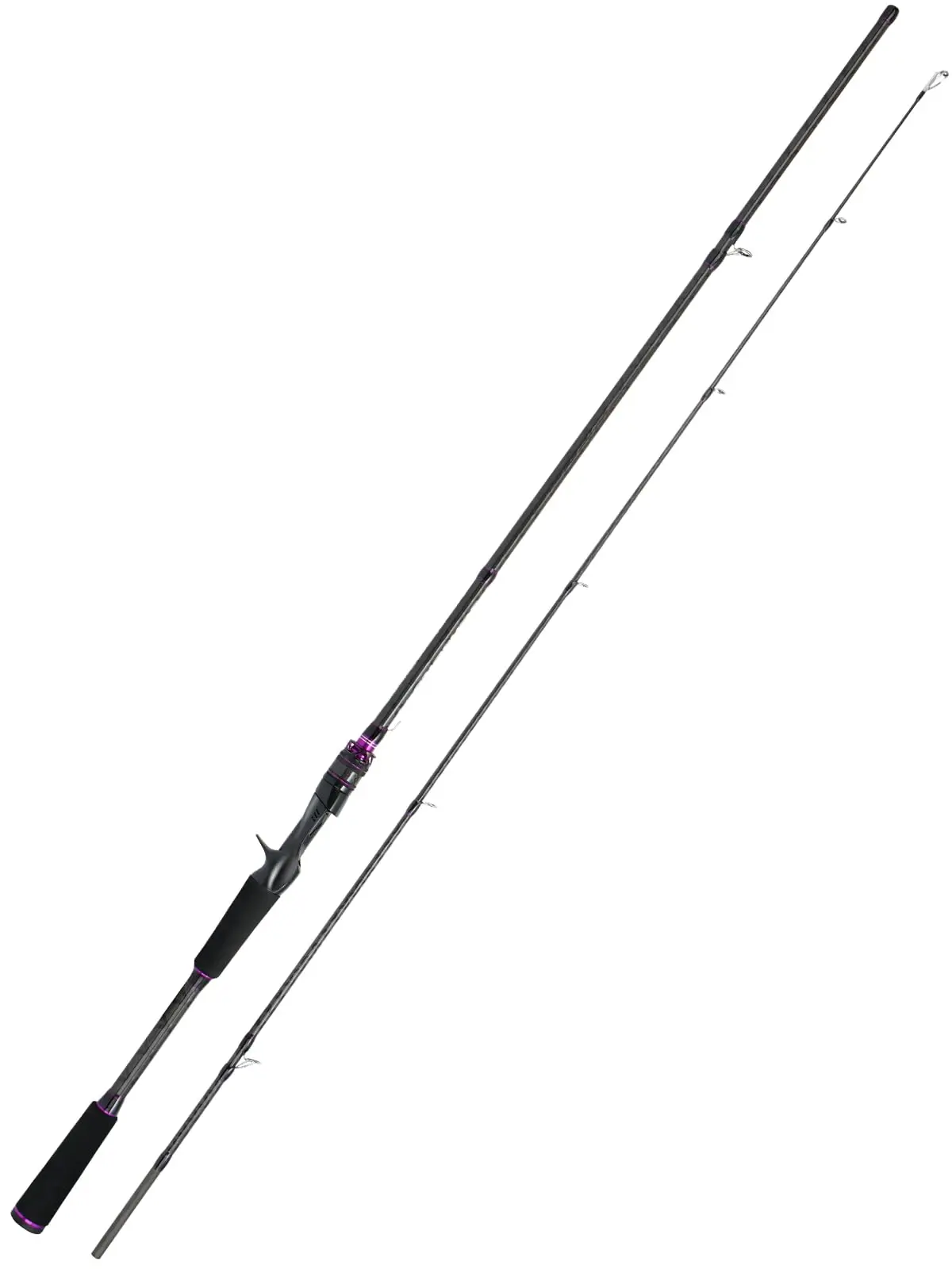 【Summer Wins】Jenseits Carbon Fiber Purple Casting Fishing Rods - 7' Portable 2-Piece, Saltwater Resistant Guides, Cork/EVA Grip for Bass, Inshore & Surf Fishing