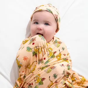Pounce In Paradise Cheetah Bamboo Swaddle & Beanie Set