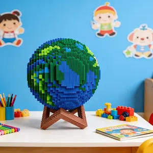 Large Earth Globe Building Block Set, Visual Learning Tools, Office and Home Desktop Decoration, Birthday Gift, Party Supplies, Creative Holiday Present