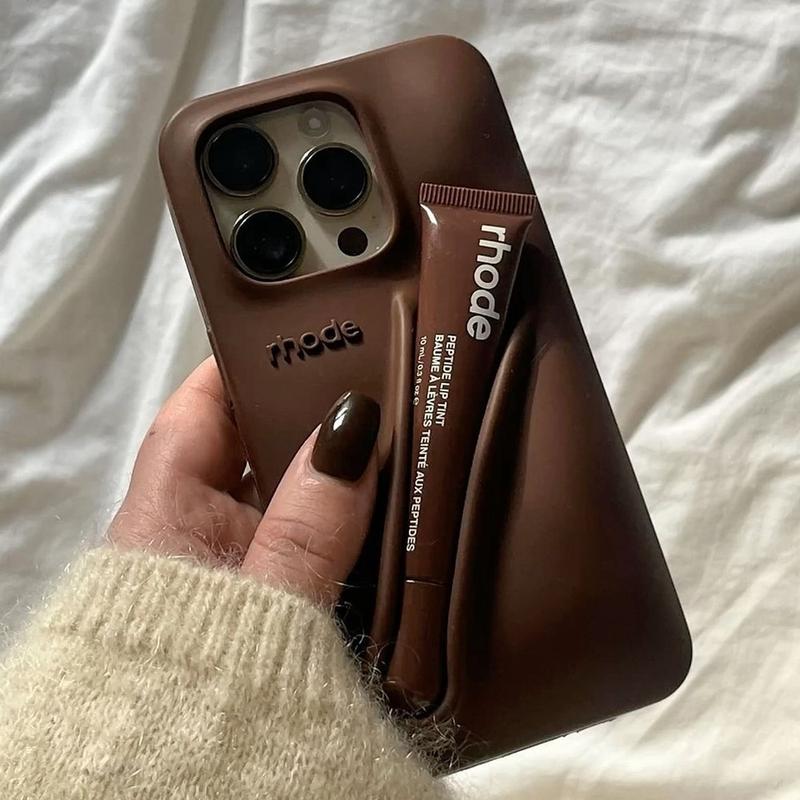 Silicone Phone Case with Integrated Lip Balm Slot for Rhode Peptide Lip Treatment.