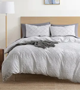 NESTL Boho Microfiber Duvet Cover Set - 3-Piece Tufted Chenille Bedding with Zipper Closure, Soft & Breathable, Includes Pillow Shams (Comforter/Insert Not Included), Microfiber Bed Set