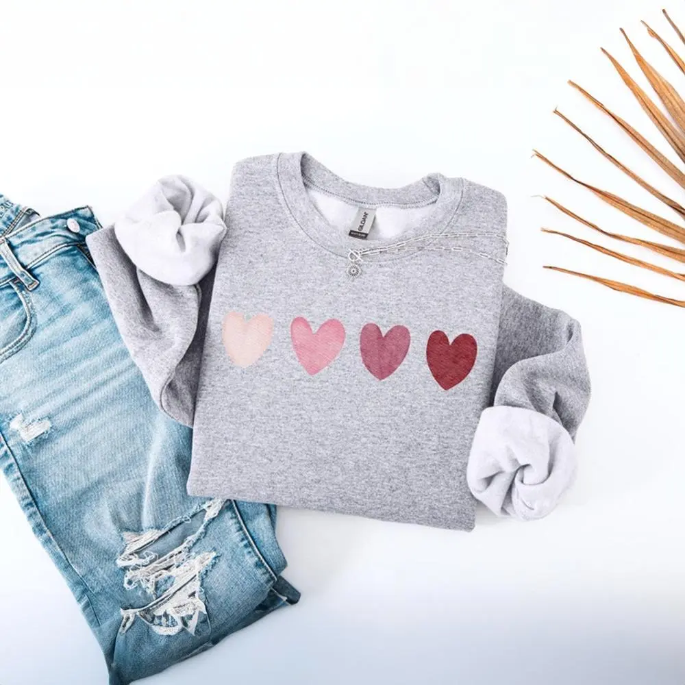 Valentine Heart Sweatshirt, Cute Valentine Pullover Crewneck, Cozy Valentine’s Day Sweatshirt for Women