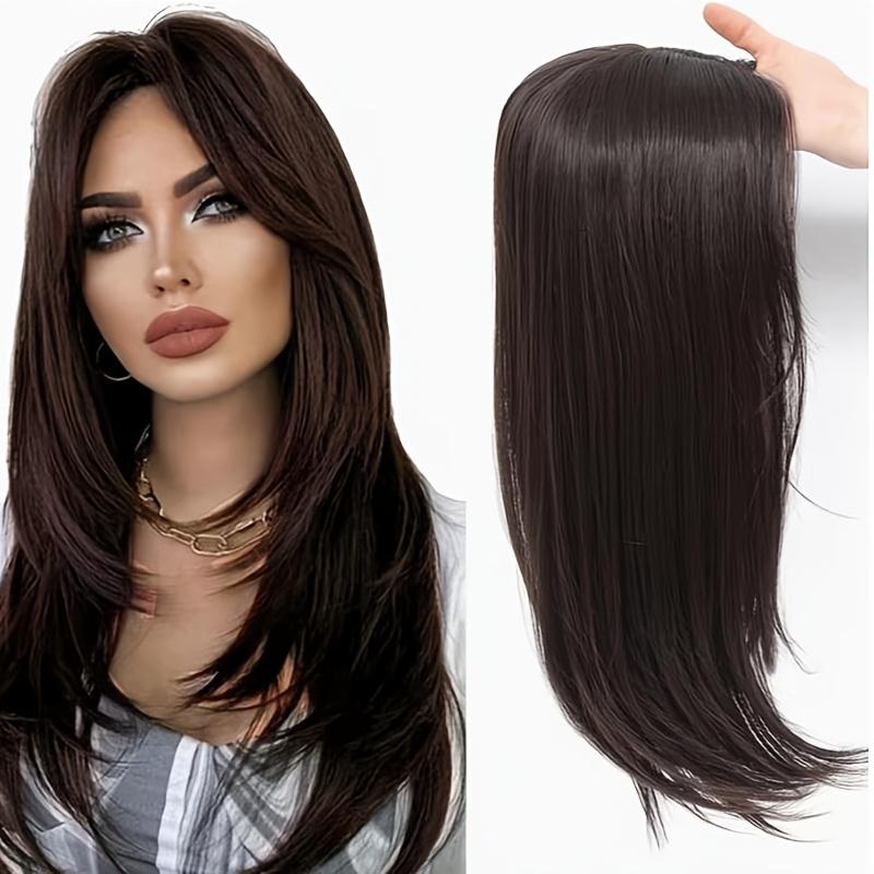 This 16-Inch Wig Is Designed Specifically for Women with Thinning Hair. It Features Large Straight Hair Strands And Is Suitable for All Seasons, Complete with Bangs. This Synthetic Wig Includes Side Bangs And Is Easy to Wear