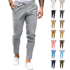Mens Chinos Slim Fit Pants Flat Front Stretch Skinny Tapered Dress Pants Comfort Casual Solid Trousers Menswear Shirts(Sheets)
