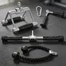 Heavy-Duty 5-Piece Cable Machine Attachment Set, Chrome Metal & Nylon Pulldown Accessories for Home Gym Strength Training, Includes Tricep Rope, V-Bar, Rotating Bar & D-Handles with Ergonomic Non-Slip Grip, Unisex, Gym Accessories, Knurled Tpe Grips Stay,