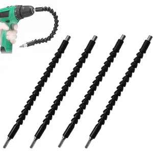 4 Pack Flexible Drill Bit Extension, 11.6 inch Superbit Screwdriver Flexible, Bendable Flexible Drill Bit Extension, Super Bit Flexible Shaft Extension Bits (Black)